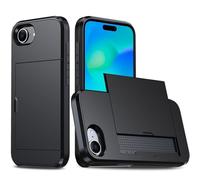 XITEA Custodia a portafoglio resistente a doppio strato per telefono con scomparto nascosto per carte di credito, design antiurto, colore nero