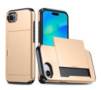 XITEA Custodia a portafoglio resistente a doppio strato per telefono con scomparto nascosto per carte di credito, design antiurto, colore oro