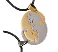 XITEA Elegante collana abbinata a forma di gatto per migliore amico, lunghezza regolabile, accessorio per il collo per occasioni speciali o da indossare tutti i giorni, Round cat, Acciaio inossidabile