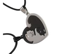 XITEA Elegante collana abbinata a forma di gatto per migliore amico, lunghezza regolabile, accessorio per il collo per occasioni speciali o da indossare tutti i giorni, Round cat, Acciaio inossidabile