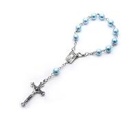 XITEA Rosario da dito con perle da 8 mm, per battesimo, piccolo con croci, bomboniera per comunione, battesimo, festa di nozze, perline acriliche, Misura unica, come descritto