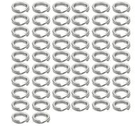 XITEA Set di 50 anelli rotondi da pesca assortiti in acciaio inox resistente, esche a scatto per esche a scatto, connettori per pesca, in acciaio inox