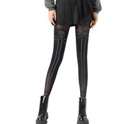 XITEA Strass alla moda Collant in Nylon Ricamato Elastico in vita Confortevole Partito Essenziale Wicking Leggings Traspirante Nylon Donna Collant, Scheletro, Taglia unica