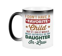 xitoio Tazza da 350 ml che cambia il calore, tazza divertente per donne, cognata, con scritta "I Don't Have A Favourite Child Daughter in Law" (lingua italiana non garantita)