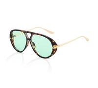 XITUADDA Occhiali da sole oversize per donne uomini anni '70 doppio ponte grande cornice rotonda occhiali da sole protezione UV400, Verde leopardato.