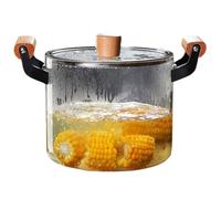 XIUCAI Pentola di Vetro Borosilicato con Coperchio - Pentola da Zuppa in Vetro Resistente al Calore, Sicura per Cottura a Fuoco Diretto, Utensile da Cucina in Trasparente,5.5L