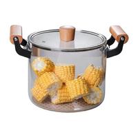 XIUCAI Pentola di Vetro Borosilicato con Coperchio - Pentola da Zuppa in Vetro Resistente al Calore, Sicura per Cottura a Fuoco Diretto, Utensile da Cucina in Trasparente,4.5L