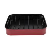 Xiuganpo 16.3x12.6x3.1 Pollici di Torrefattore di Tacchini, Padella Antiaderente a Doppia Strati con Rack a V, Padella di Torrefazione in Acciaio a Carbonio per Tacchini, Arrosti e