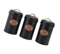 Xiuganpo Barattolo di Stoccaggio Sigillato, 3 Pezzi Eleganti in Stile Manico Design del Coperchio Alimentare Vaso Facile Utilizzando per l'ufficio (BLACK)