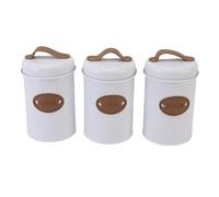 Xiuganpo Barattolo di Stoccaggio Sigillato, 3 Pezzi Eleganti in Stile Manico Design del Coperchio Alimentare Vaso Facile Utilizzando per l'ufficio (Beige)
