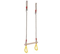 Xiuganpo Barra Trapezio in Legno con Anelli in Plastica, capacità Resistente di 200 kg per Bambini, Giardino, Cortile, Balcone, Gioco, Altalena all'aperto per Bambini