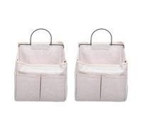 Xiuganpo Borsa Portaoggetti Appendere in Lino, Robusto Organizer Appendere Alla Parete con Ganci, Design del Telaio Rinforzato, Versatile Borsa Portaoggetti per Soggiorno, (Beige)