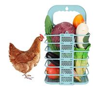 Xiuganpo Cestino per Verdure per Pollo, Mangiatoia da Appendere Pieghevole Blu per Polli Domestici e Altri Piccoli Animali in Materiale Plastico