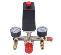Xiuganpo Collettore della Valvola di Pressione del Compressore d'Aria 90-120PSI 2 Manometri Interruttore di Controllo per la Manutenzione Automobilistica Plastica+Acciaio+Ottone 1 Pacco