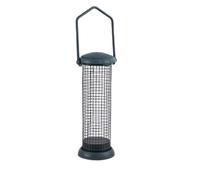 Xiuganpo Dispenser Sospeso per Mangiatoia per Uccelli Selvatici per Tette, Passeri, Rete di Ferro Resistente con Tetto in Plastica, Contiene Palline di Grasso e Pellet, Mangiatoia da Giardino Facile