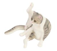 Xiuganpo Figurina di Gatto Realistico Simpatico Modello di Gatto Simulato Educativo per la Scrivania della Camera dei Bambini da Collezione in Plastica (seduto con sollevamento della gamba