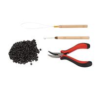 Xiuganpo Kit Pinze per Extension Capelli, Testa Curva, Plastica, Gancio per Tirare, Ago, Anelli in Silicone, Pacchetto Design Portatile, 4 Pezzi per un Rapido Cambio di Acconciatura (#1)