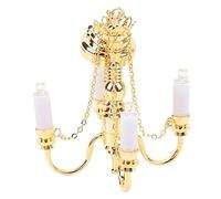 Xiuganpo Lampadario per Casa delle Bambole Realistico Plafoniera in Miniatura a 4 Teste per la Decorazione Vintage di una Casa delle Bambole in Scala 1/12 in Oro