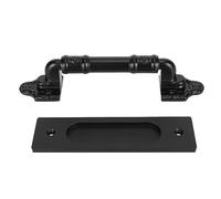 Xiuganpo Maniglia Nera per Porta del Fienile Scorrevole, Porta a Doppia Faccia e Maniglia per Garage, Facile da Installare su Tutte le Porte in Legno