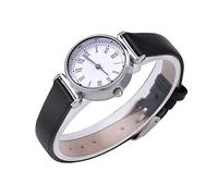 Xiuganpo Mini Orologio da Polso da Donna, Semplice e Alla Moda, con Quadrante Rotondo, Dal Design Raffinato per Varie Occasioni (Cintura nera e placca bianca)