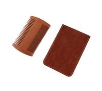 Xiuganpo Modello per Modellare la Barba in Legno con Modellatore per Baffi e Pettine per lo Styling Cura Perfetta, Legno di Pero Naturale, Include 2 Unità