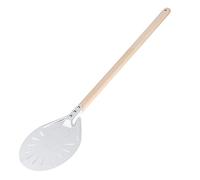 Xiuganpo Pala per Pizza Spatola per Pizza Rotonda Antiscivolo con Manico in Legno Rimovibile per Girare la Pala della, Ideale per Forni per All'Aperto, Utensile da in Lega di Alluminio per Gli