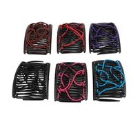 Xiuganpo Pettini Elastici per Capelli Magici Forchette per Capelli Elastiche Alla Moda per Donne e Ragazze, Accessori per Multiuso per Feste, Concerti, Confezione da 6 rosso/blu/nero/caffè