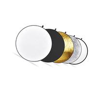 Xiuganpo Riflettore di Luce 80CM Riflettore Pieghevole Multi Disco 5 in 1 per Studio Fotografico Riprese All'aperto Materiale in Nylon Oro Argento Bianco