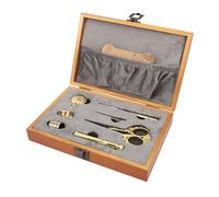 Xiuganpo Scatola da Cucito Vintage in Legno Dal Design Multifunzionale per gli Appassionati di Cucito e per Riporre Oggetti Artigianali, Set da 30 Pezzi