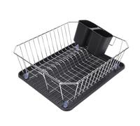 Xiuganpo Scolapiatti, Scolapiatti in Ferro con Portautensili per Bancone della con Portautensili, Ripiano per Tazze Staccabile, Organizzatore Multifunzionale (SILVER)