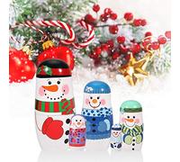 Xiuganpo Set di 5 Bambole Matrioska di Natale, Legno Dipinto a Mano, per