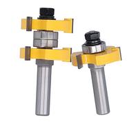 Xiuganpo Set di Bit Router di Lingua e Scanalatura, 2 Pcs 1 Gambo 2 Pollici 3 Denti 2 Taglieri di Fresatura in Legno, Strumento di Progetto Fai - -te Articolato per Telaio della Porta