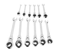 Xiuganpo Set di Chiavi a Cricchetto a Margine Aperto 12pcs, CRV 72T Rilascio Rapido Flex Open Testa a Cricchetto, Chiave a Cricchetto Regolabile 180 Gradi Set per i Condutture del Freno