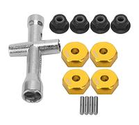 Xiuganpo Set di Chiavi a Croce con Adattatore Esagonale per Ruota in Lega di Alluminio da 12 Mm, Adattatore Esagonale con Spessore 5 Mm per Auto RC 1/10 (GOLD)