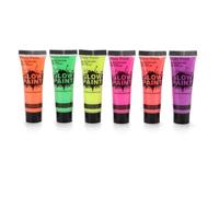 Xiuganpo Set di Colori per il Corpo Che Si Illuminano Al Buio, 6 Colori, Brillanti e Vibranti, Fluorescenti, per Viso e Corpo, per Feste, Festival, Halloween, 10 Ml (6PCS)