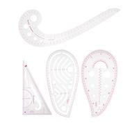 Xiuganpo Set di Righelli per Curve Multifunzione, 4 Pezzi, Strumento in Plastica Resistente per il Design della Moda e L'ottimizzazione del Cucito
