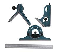 Xiuganpo Set Smussato Universale in Acciaio Inossidabile, Set di Righelli Goniometro Quadrato Combinato Multifunzionale con Angolo di 180 Gradi con Precisione di 5'/0,08 Gradi, Strumento