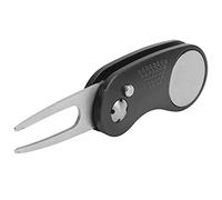 Xiuganpo Strumento di Riparazione Divot, Marcatore a Sfera Magnetica dal Design Compatto e Pieghevole, Forchetta Portatile in Acciaio Inossidabile con Magnete per Giocatori di (Black)