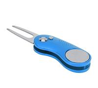 Xiuganpo Strumento di Riparazione Divot, Marcatore a Sfera Magnetica dal Design Compatto e Pieghevole, Forchetta Portatile in Acciaio Inossidabile con Magnete per Giocatori di (Blue)