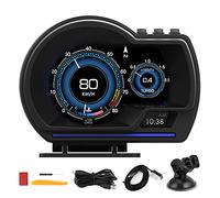 Xiuganpo Tachimetro HUD per Auto OBD2 + Doppio GPS, Indicatore | Display Elettronico, compatibilità con L'auto Al 98%, Allarme di velocità Eccessiva/tensione, Doppia modalità GPS+OBD2, 9