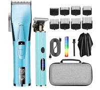 Xiuganpo Tagliacapelli Uomo, Tagliacapelli Professionale Senza Fili con Display a LED, Ricarica USB, Rasoio Elettrico 8 Pettini Limite per Uso Domestico nel Salone (BLUE)