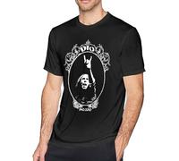 xiugoulovestory Ro-Nnie JA-MES Dio Men's Classic Breathable T Shirt Casual Round Neck Easy Tee Music Tee Black Black L