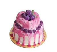 Xiuhusha Torta finta dessert torta artificiale crema con marmellata di mirtilli cupcake falso modello alimentare realistico a doppio strato torta per decorazione display fotografia puntelli