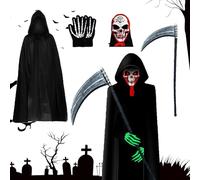 Xiujuers Costume da Mietitore per Adulti, Halloween, Uomo - Per Mascherata, Carnevale, Cosplay