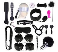 XiuJUNhoho - Set di 19 bende in pelle per coppie, giocattoli Nero