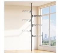 Xiulideni - Appendiabiti autoportante a 3-6 ripiani, regolabile, dal pavimento al soffitto, per camera da letto, soggiorno, balcone, grigio, 6 livelli, design ad angolo salvaspazio