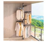 Xiulideni - Appendiabiti verticale regolabile dal pavimento al soffitto, angolare, 3/4/5/6 ripiani, salvaspazio, perfetto per vestiti, cappelli e accessori