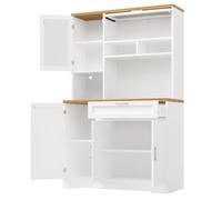 Xiulideni Mobile alto illuminato a LED, 180 cm, moderna vetrina in bianco/nero, larghezza 104 cm, per una conservazione elegante in cucina e soggiorno