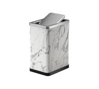 xiuling4568 10/15 Liter Trash Can,Stainless Steel Trash Can with PU Leather Outer Layer, with 360° Swing Lid for Bathroom, Bedroom, Office(White,Large)