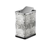 xiuling4568 10/15 Liter Trash Can,Stainless Steel Trash Can with PU Leather Outer Layer, with 360° Swing Lid for Bathroom, Bedroom, Office(White-Gray,Large)